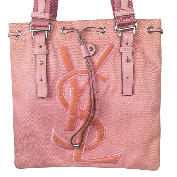SOLD Yves Saint Laurent Vintage Tote Pink Canvas Bag - Picture 2 of 16